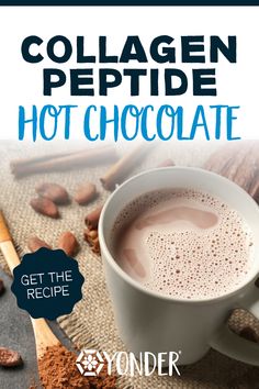 collagen peptide hot chocolate in a white mug