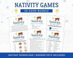 the nativity games bundle is shown in blue and white