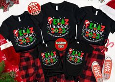 Feltz Navidad Shirt - Spanish Christmas Shirt - Christmas Pajamas - Family Matching Shirt - Women Christmas Shirt - Christmas Gifts How To Order: 1 - Please, check and review all photos 2 - Choose your t-shirt size and color *Different styles of shirts may have different shades of same color choice due to different manufacturer brands. *For this reason, we recommend you to match shirts from the same styles if you want precisely matching colors (exa. Unisex, V-neck, Tank top, etc.). 3 - Click add Christmas Pajamas Family, Matching Family Shirt, Spanish Christmas, Funny Pajamas, Family Shirts Matching, Navidad Christmas, Family Christmas Pajamas, Funny Christmas Shirts, Matching Colors