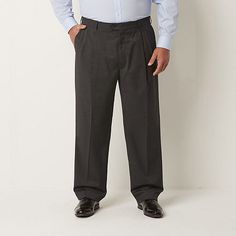 Constructed with Stafford's Coolmax technology, this pair of men's suit pants will keep you cool and comfortable throughout the seasons. This timeless tailored straight-leg pair is made from a stretch-wool blend in a classic-fit with a pleated front, an adjustable waist with button and zip closures, plus side and back pockets. Wear them with the matching suit jacket for a complete look.Front Style: Pleated FrontFeatures: Fly Front, Stretch Fabric, Adjustable WaistClosure Type: Zipper, ButtonFit: Super Suit, Cable Knit Scarf, Best Dressed Man, Slim Fit Suit, Long Sleeve Pullover Sweater, Men’s Suits, Big And Tall Outfits, Suit Vest, Suit Pants