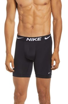 A soft, stretchy cotton blend brings 24-hour comfort to a three-pack of boxer briefs constructed with a classic longer length and essential front support. Pack of three boxer briefs No fly 92% cotton, 8% elastane Machine wash, tumble dry Imported Men's Clothing Functional Black Multi-pack Boxer Briefs, Nike Training Boxer Briefs Multi-pack, Nike Multi-pack Boxer Briefs For Training, Nike Training Multi-pack Boxer Briefs, Compressive Black Boxer Briefs With Light Support, Nike Multi-pack Boxer Briefs For Gym, Black Go-dry Boxer Briefs For Gym, Nike Stretch Training Boxer Briefs, Sporty Black Boxer Briefs With Light Support