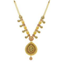 Discover a 22K gold necklace set that is truly one-of-a-kind at Virani Jewelers! Features a traditional Indian design Made with Virani’s signature 22K yellow gold Designed with a hook-in-eye clasp Embellished with precious emeralds, rubies, and CZ gemstones When you want to celebrate your heritage and culture, you don’t have to give up on high-fashion thanks to Virani Jewelers! This beautiful Roshni 22K gold necklace set features an antique design that will have you turning heads. The traditiona Hand Set Yellow Gold Round Kundan Necklace, Yellow Gold Round Kundan Necklace In Temple Style, Yellow Gold Round Kundan Necklace Temple Jewelry, Yellow Gold Round Kundan Temple Necklace, Ceremonial 22k Gold Meenakari Jewelry, Yellow Gold Kundan Necklace Gift For Diwali, 22k Yellow Gold Kundan Necklace As Gift, Yellow Gold Meenakari Temple Jewelry, Yellow Gold Meenakari Jewelry For Ceremonial Use