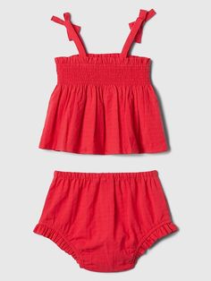 Baby Smocked Two-Piece Outfit Set Dresses Two Piece, Target Clothes, Baby Outfit, Halloween Dress, Outfit Set, Club Dresses, Two Piece Outfit, Ruffle Trim, Square Neckline