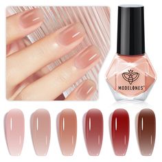 PRICES MAY VARY. 【Popular Transparent Jelly Palette】This jelly nail polish set features a range of rich colors with a transparent jelly effect, including sheer pink, gentle red ,classic nude, transparent brown, and rose red. These versatile shades can be used year-round, adding a touch of elegance to any look. 【Quick Drying Formula】 Save time with our quick-drying formula, which dries 30% faster than other brands. Each layer only needs 90-120 seconds to dry thoroughly, allowing you to complete y Sheer Nude Nail Polish, Diy Christmas Nail Art, Jelly Nail Polish, Sheer Nails, Quick Dry Nail Polish, Jelly Nail, Dry Nails Quick, Nail Polish Kit, Nude Nail Polish