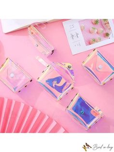 BirdinBag - Girls Transparent Jelly Coin Purse: Korean Style Square Bag for Women with Laser Design Wallets For Girls, Mini Coin Purse, Cheap Purses, Cute Wallets, Pocket Card, Coin Wallet, Coin Bag, Wallet Pouch, Card Bag