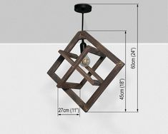 an image of a light fixture with measurements for the size and design on it's side