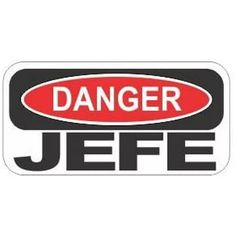 danger jeff sticker is shown on the side of a white background with black and red lettering