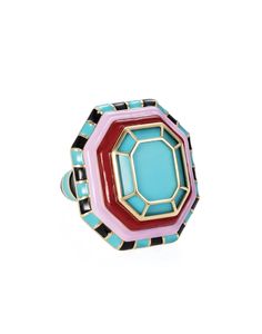 Details 18k yellow gold ring with turquoise central stone and enamel. Size 7 USA FINAL SALE Grab N Go, Stay Classy, 18k Yellow Gold Ring, Gold Line, Pink Enamel, Enamel Ring, Vintage Jewels, Gold Enamel, Fine Jewelry Gift