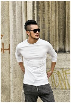 Men's Long Sleeved Casual T-Shirt – zorket White Stretch Casual T-shirt, Casual Stretch Shirt For Everyday, Casual Long Sleeve Stretch T-shirt, Casual White Stretch Shirt, White Stretch Casual Shirt, Mens Fashion Style, Casual Tshirt, Men's Long Sleeve T-shirt, Casual T Shirt