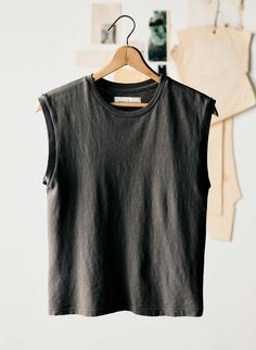 the cotton muscle tee in faded black – imogene + willie Relaxed Fit Cotton Graphic Tank Top, Black Relaxed Fit Muscle Tee For Everyday, Distressed Cotton Muscle Tee With Crew Neck, Washed Black Crew Neck Muscle Tee For Summer, Summer Washed Black Crew Neck Muscle Tee, Casual Washed Black Cotton Muscle Tee, Black Relaxed Fit Tank Muscle Tee, Relaxed Fit Black Muscle Tank Tee, Summer Washed Muscle Tee With Relaxed Fit