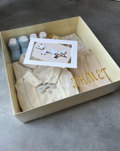 an open box that has some items in it