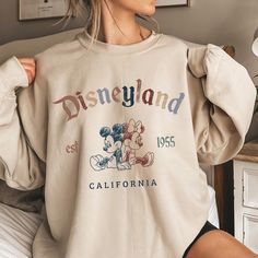 Grey Disneyland Sweatshirt, Disney Hoodie, Trending 2023, Retro Disney, Disneyland Shirts, Vacay Mode, Disneyland California, Family Vacation Shirts, Vintage Disneyland