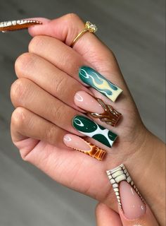 Long Freestyle Nails, Green Croc Nails, Short Duck Nails Acrylic, Valentines Nails French, Valentines Nails French Tip, Nail Inspo Hello Kitty, Nails Vacay, Clase Azul Nails, Duck Nails Short