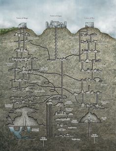 an image of a diagram on the side of a mountain with water and power lines