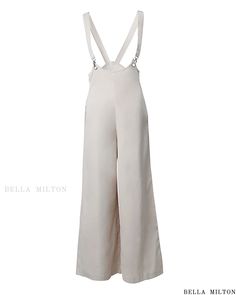 Bella Milton - Sophisticated Wide Leg Jumpsuit with Convenient Pocket Design and Suspender Detailing Elegant Spring Jumpsuits And Rompers With Adjustable Straps, Elegant Summer Jumpsuits And Rompers With Adjustable Straps, Chic Overalls With Suspenders For Spring, Chic Jumpsuits And Rompers With Adjustable Straps For Spring, Chic Fitted Jumpsuits And Rompers With Adjustable Straps, Chic Summer Overalls With Suspenders, Chic Fitted Bib Front Overalls, Spring Fitted Overalls With Adjustable Straps, Spring Fitted Jumpsuits And Rompers With Adjustable Straps