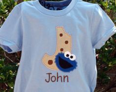 Personalized Cookie Monster Shirt T-shirt Monster Shirt, Letter Shirt, Free Monogram, Personalized Cookies, Diy Cookie, Cookie Party, Shirt Diy