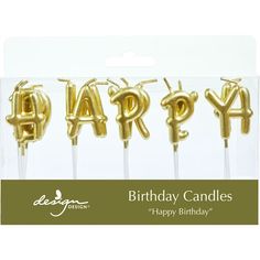 happy birthday candles in gold foil