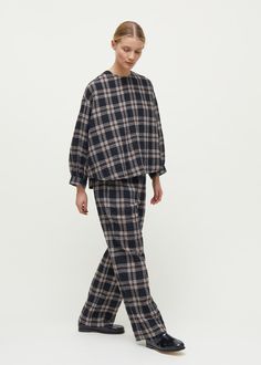 Glenn checked wool blouse | Mix Black