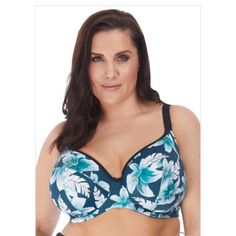 As Pictured . Brand New With Tags! Gift Me Or Keep Me! Can Be Used As Bikini Top Or Bra! Detail: Multiway Strap, Underwire Support, Lycra, Heavy Duty Clasp, Lined, Vibrant & Colorful. The Island Lily Plunge Underwire Multiway Bikini Top Combines Sports Luxe Styling With A Refreshing Print In Vibrant Tones. The Must-Have Bikini Top Is Lined With Light But Supportive Fabric To Offer The Same Fit As An Elomi Bra. Complete With Convertible Straps Which Can Be Worn Crossed At The Back. Designed To Fi Padded Swimwear For Pool And Beach Season, Summer Padded Underwire Swimwear, Padded Blue Swimwear, Blue Padded Swimwear For Swimming, Padded Swimwear For Beachwear, Padded Beachwear Swimwear For Pool, Padded Swimwear For Vacation Beachwear, Padded Beachwear Swimwear For Swimming, Padded Swimwear For Pool And Beach