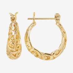 # Pieces In Set: 1 PairFeatures: In A Gift Box, Nickel Free, HuggieEarring Back: HingedMetal Color: YellowEarring Length: 19mmEarring Width: 5mmMetal: 24k Gold Over BrassCare: Polishing ClothCountry of Origin: Imported Gold-plated Filigree Hoop Earrings, Gold Plated Filigree Hoop Earrings, Brass Filigree Hoop Earrings, Small Hoop Gold Filigree Earrings, Gold Filigree Hoop Jewelry, Ornate Gold Brass Hoop Earrings, Small Hoop Filigree Jewelry Gift, Small Hoop Filigree Earrings As Gift, Gold Filigree Small Hoop Jewelry