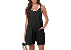 ANRABESS Women's Summer Casual Sleeveless Rompers Loose Spaghetti Strap Shorts Jumpsuit with Pockets Casual Summer Rompers, Loose Romper, Athletic Dresses, Short Sundress, Casual Rompers, One Piece Outfit, Mini Dress Casual, Sleeveless Rompers, Casual Jumpsuit