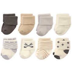 Hudson Baby terry socks are soft, snuggly, warm socks to keep baby's feet feeling cozy and comfortable. The fold-over cuff style make it easier to keep baby's socks on their feet. Our super soft cotton blend socks are gentle and are made with thick, cushiony fabric to keep baby's feet warm and snug. Hudson Baby Infant Unisex Cotton Rich Newborn and Terry Socks, Aztec is a great baby essentials set for your little one. Size: 6-12 months. Age Group: adult. Pattern: Solid. Newborn Socks, Sock Booties, Hudson Baby, Warm Socks, Baby Warmer, Baby Socks, Baby Skin, Baby Essentials