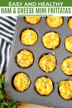 Ham and Cheese Mini Frittatas are great for breakfasts, school lunches and even snacks. Full of eggs, ham and cheese makes these flavorful and filling. They are a great make ahead and freezer friendly breakfast making them a perfect on the go breakfast staple.