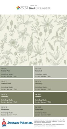 the color scheme for sherwinn williams's wallpapers is shown in shades of