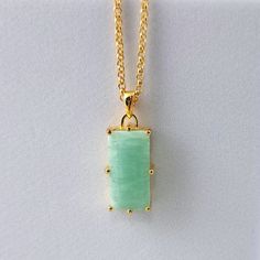 Gorgeous Amazonite Gemstone Pendant On A Gold-Tone Necklace By Hespera. Has Jump Rings At Various Lengths For Adjustability. Never Worn. Green Amazonite, Amazonite Necklace, Gemstone Pendant Necklace, Classy Jewelry, Gemstone Necklace Pendant, Gold Tone Necklace, Green Gold, Jump Rings, Gemstone Pendant