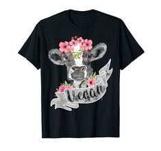 PRICES MAY VARY. Cute cow wearing flower headband themed graphic design. Do you love animals and prefer eating green plants? Then this design is for you. Great vegan gifts for animal lover, plant lover, men, women, adults, kids. Vegan Funny Cow With Flower Headband Gift makes a perfect gift idea for any special occasion, event, birthday, vacation, party or holidays. Trending tops and styles for yourself, friends, family. Lightweight, Classic fit, Double-needle sleeve and bottom hem Vegan Funny, Eating Green, Trending Tops, Green Eating, Funny Cow, Vegan Humor, Birthday Vacation, Cows Funny, Cute Cow