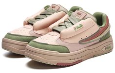 (WMNS) FILA Mix Casual Shoes 'Beige Green' F12W244201FPB (SNKR/Skate/Low Top/Women's/Non-Slip/Wear-resistant) Pink And Green Shoes, Shoes Beige, Fila Shoes, Red And Brown, Green Shoes, Dream Board, Top Women, Stylish Sneakers, Low Top