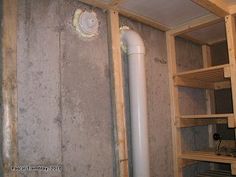 the inside of a room that is under construction with text overlay saying, ventilate a root cellar in basement