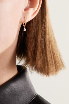 Kimaï's jewelry is dainty and understated, so it'll perfectly complement your everyday wardrobe. This delicate single hoop earring is made from 18-karat recycled gold and has a pear-cut laboratory-grown diamond dangling from the hoop. Wear yours solo or stacked alongside the brand's studs. Diamond Dangle Earrings, Single Stone, Recycled Gold, Single Earring, Rain Drops, Pear Cut, Everyday Wardrobe, Net A Porter, Ear Piercings