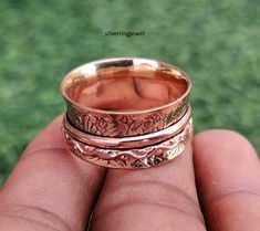 Handmade Wide Band Stackable Rings For Anniversary, Handmade Stackable Wide Band Rings For Anniversary, Handmade Wide Band Stackable Rings As Gift, Handmade Thick Band Jewelry As Gift, Handmade Heirloom Stackable Rings, Copper Benefits, Meditation Ring, Worry Ring, Copper Style