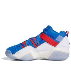 adidas ESPN x Top Ten 2000 'Blue Red' IG3748 Streetwear Basketball Shoes, Streetwear Lace-up Basketball Shoes, Sporty Lace-up High-top Sneakers For Sports Events, Lace-up Basketball Shoes For Streetwear, Sporty Lace-up Basketball Shoes, Casual Red Adidas Basketball Shoes, Athleisure Sneakers With Boost Midsole For Sports, Red Adidas Logo Basketball Shoes For Sneaker Matching, Red Adidas Basketball Shoes For Sneaker Matching