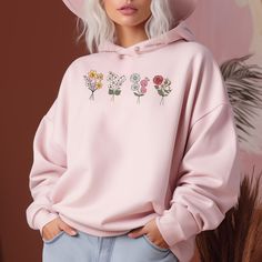 🌼🎂 Embrace your birth month with our charming Birth Month Flower Sweatshirt! 🌼🎂 Celebrate your unique birth month in style with our beautifully designed sweatshirt, featuring the exquisite flower that represents your special month. 🌸✨ Crafted from soft and cozy fabric, it's perfect for adding a personalized touch to your wardrobe while staying comfortably stylish. 💫 Each sweatshirt showcases the enchanting bloom associated with its corresponding birth month, making it a meaningful and thou Mother's Day Pink Relaxed Fit Sweatshirt, Pink Relaxed Fit Sweatshirt For Mother's Day, Mother's Day Pink Cotton Sweatshirt, Pink Cotton Sweatshirt For Mother's Day, Casual Pink Sweatshirt For Mother's Day, Sentimental Gifts For Mom, Floral Sweatshirt, Flower Sweatshirt, Birth Month Flower