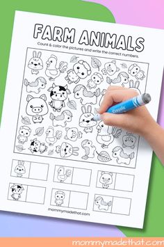 the farm animals worksheet for kids to learn how to draw and color on