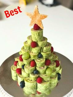 a christmas tree made out of rolled up cookies