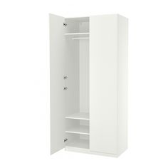 PAX / FORSAND agencement armoire-penderie, blanc/blanc, 100x60x236 cm. Pieds réglables assurant la stabilité même sur sols irréguliers. Pour aménager l'intérieur de votre armoire-penderie à votre goût, faites appel aux accessoires de rangement KOMPLEMENT. Structure peu profonde, idéale pour les petits espaces. Charnières avec amortisseur intégré pour fermeture des portes en douceur et sans bruit. Garantie 10 ans gratuite. Renseignements complets dans notre livret de garantie. Adaptez facilement Pax Planner, Armoire Pax, Wardrobe Hinges, Ikea Italia, Pax System, Double Wardrobe, Pax Wardrobe, Wardrobe Furniture, Frame Shelf