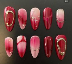 Red Long Nail Designs, Simple Nails Blue, Red Aesthetic Nails, Aesthetic Nails Red, Innerbloom Nails, Nails Bubble, Bubble Nails, Summer Nail Designs, Wow Nails