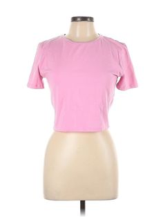 Zara Short Sleeve T Shirt Size: Large Tops - used. 95% Cotton, 5% Elastane | Zara Short Sleeve T-Shirt: Pink Tops - Size Large Zara Shorts, Pink Solid, Crew Neck Top, Short Sleeve T Shirt, Pink Shorts, Pink Tops, Second Hand Clothes, Clean Out, Short Sleeves Tops