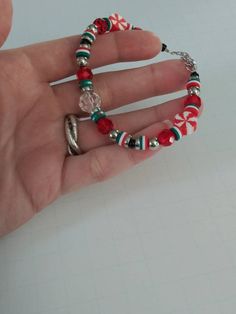 Nickel-free Red Beaded Bracelet As Gift, Cute Christmas Festive Jewelry, Cute Red Bracelet Jewelry, Cute Red Bracelets For Gifts, Cute Red Bracelets For Gift, Cute Red Bracelets As Gift, Red Polymer Clay Jewelry For Gifts, Colorful Beads Bracelet Christmas Gift, Red Polymer Clay Jewelry For Gift