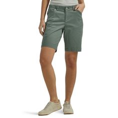 Love the length of Lees 9 Chino shorts. These shorts are crafted in a cotton stretch fabric that offers an effortless, move-with-you fit. Slightly longer chinos flatter your above the knee outfits. These mid-rise shorts are waiting for all your cutest tops and blousesthey are sure to become the seasons go-to for running around town or kicking back and relaxing. Size: 20.  Color: Green.  Gender: female.  Age Group: adult. Fitted Cotton Shorts Mid-thigh Length, Fitted Cotton Mid-thigh Shorts, Fitted Cotton Mid-thigh Length Shorts, Stretch Cotton Bermuda Shorts Mid-thigh Length, Fitted Cotton Bottoms Mid-thigh Length, Relaxed Fit Cotton Knee-length Capris, Spring Cotton Bermuda Shorts Mid-thigh Length, Knee-length Cotton Bermuda Shorts For Spring, Cotton Knee-length Bermuda Shorts For Spring