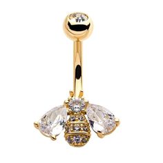 PRICES MAY VARY. STYLE: Golden Honey Bee with Clustered CZ & Beads Navel Belly Button Ring MATERIAL: Gold tone Plated 316L Surgical Stainless Steel & Cubic Zirconia Crystals GAUGE/BAR THICKNESS: 14GA (1.6mm) BARBELL LENGTH: 7/16" (11.2mm) Crystal Gauges, Owl Earrings Studs, Golden Honey, Body Jewelry Piercing, Belly Button Ring, Button Ring, Moonstone Earrings, Body Piercing Jewelry, Fine Jewelry Collection