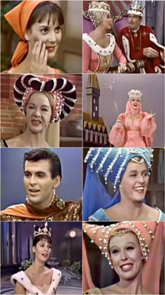 many different pictures of people wearing costumes and tiaras, including one with a surprised look on her face