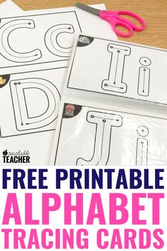 free printable alphabet matching cards with scissors and tape on the table for kids to use