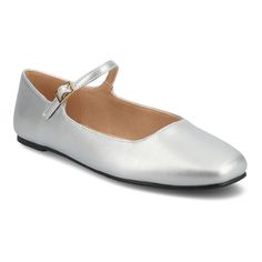 These Journee Collection Carrie flats will go with any outfit!Click this FOOTWEAR GUIDE to find the perfect fit and more! SHOE FEATURES Mary jane style Small buckle detailSHOE CONSTRUCTION Faux leather upper Polyurethane lining Manmade outsoleSHOE DETAILS Square toe Buckle closure Padded footbed Size: 7. Color: Silver. Gender: female. Age Group: adult. Womens Mary Jane Flats, Womens Mary Janes, Mary Jane Flats, Journee Collection, Womens Flats, Flat Shoes Women, Mary Janes, Gender Female, Carry On