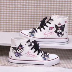 Kawaii Cartoon High Top Canvas Shoes Notice: Size is one size smaller than normal, please choose one size up Upgrade your shoe game with these Kawaii Cartoon High Top Canvas Shoes. Made with durable canvas and featuring a cute cartoon design, these shoes will make a statement while keeping your feet comfortable. Plus, the high top style provides extra support and protection. Perfect for any fashion-forward individual looking for both style and functionality. Kawaii Round Toe Sneakers For Streetwear, Casual Lace-up Sneakers With Anime Print, Casual Sneakers With Anime Print And Round Toe, Cute Canvas Shoes With Round Toe For Streetwear, Cute Canvas Shoes With Vulcanized Sole, Casual Sneakers With Anime Print, Pink Canvas Shoes With Round Toe, Harajuku High-top Sneakers With Anime Print, Harajuku Black Sneakers With Rubber Sole