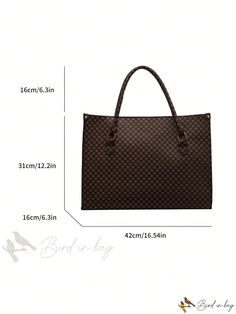 Bird in Bag - Leather Shoulder Tote Bag Large Capacity Brown Large Brown Satchel For Daily Use, Large Brown Chic Satchel, Chic Large Brown Satchel, Large Brown Shoulder Bag For Travel, Chic Large Brown Bag, Chic Large Brown Bags, High-capacity Brown Rectangular Shoulder Bag, Large Brown Square Shoulder Bag, Brown High-capacity Rectangular Shoulder Bag