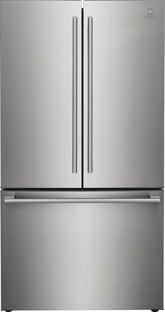 a stainless steel refrigerator freezer with two doors